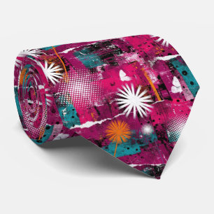 Abstract Grunge Pattern with Dandelion Tie