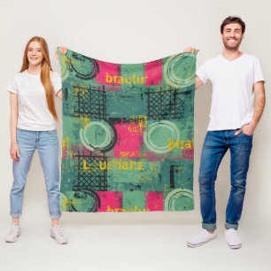 Abstract Grunge Pattern with Geometric Shapes (1) Fleece Blanket