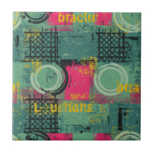 Abstract Grunge Pattern with Geometric Shapes (1) Tile
