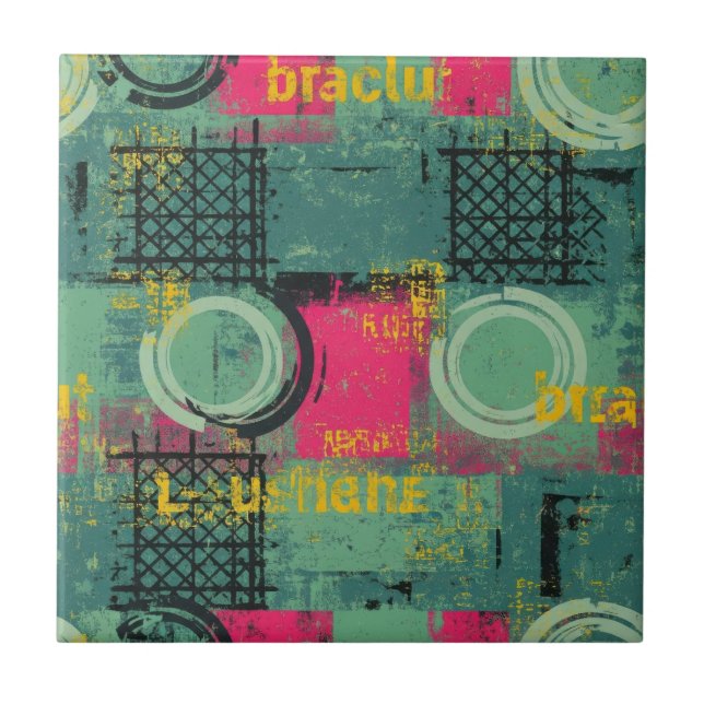 Abstract Grunge Pattern with Geometric Shapes Tile (Front)
