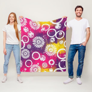 Abstract Grunge Pattern with Starburst & Bubble Fleece Blanket