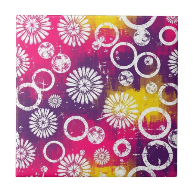 Abstract Grunge Pattern with Starburst & Bubble Tile (Front)