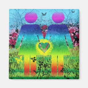 Abstract Grunge Rainbow Love Magnet