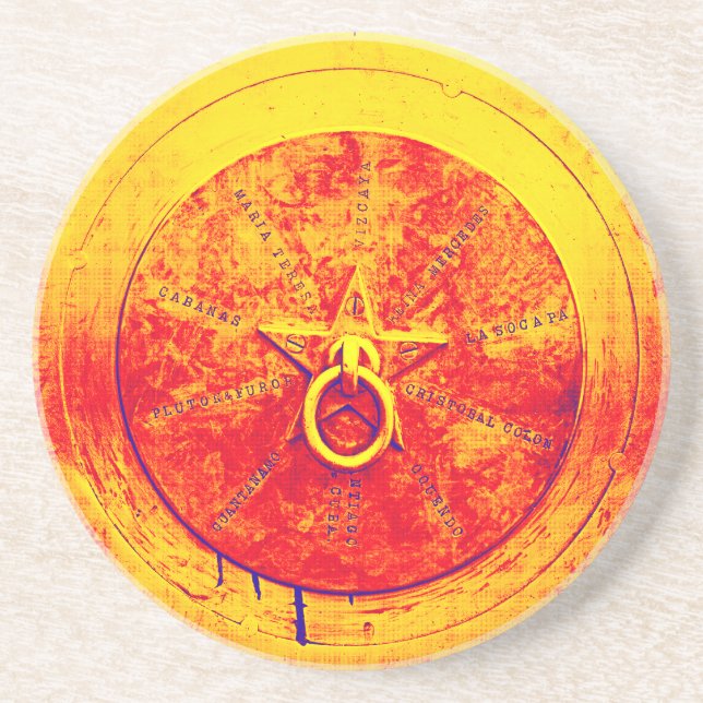 Abstract Grunge Ring n Star Sandstone Coaster (Front)