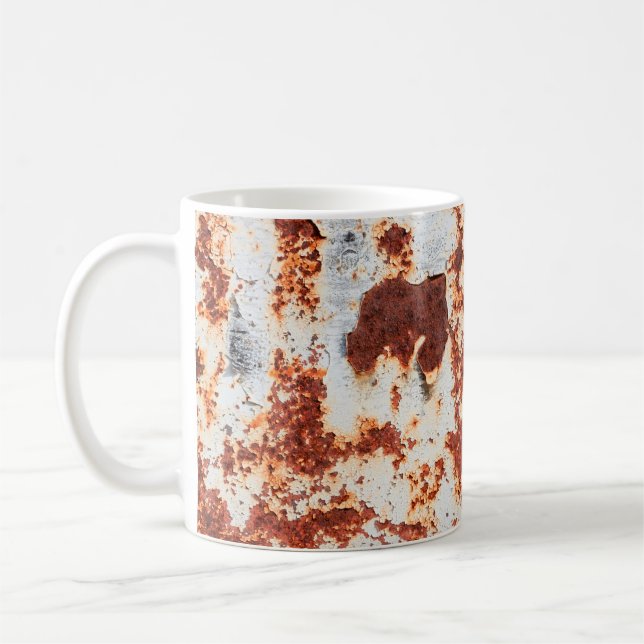 abstract grunge rust texture background coffee mug (Left)