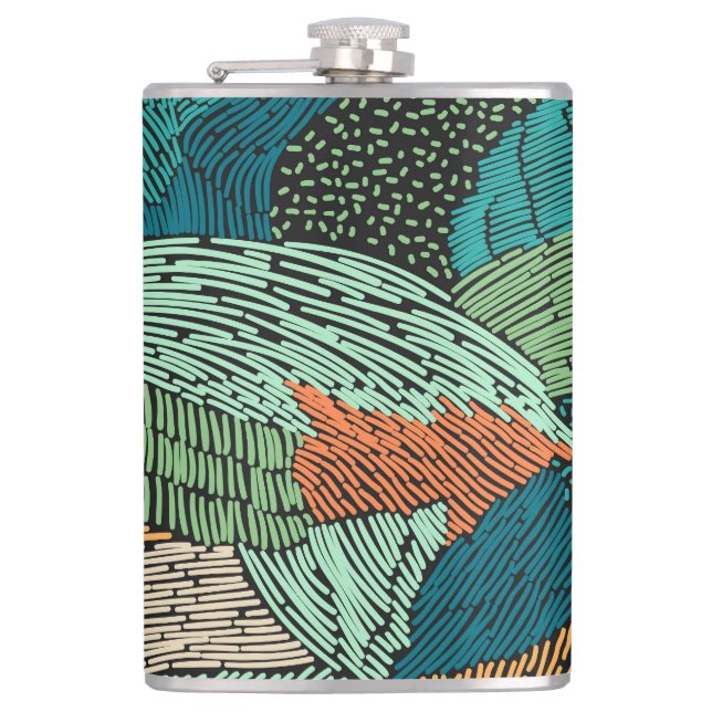 Abstract Grunge: Seamless Pattern Design. Hip Flask (Front)