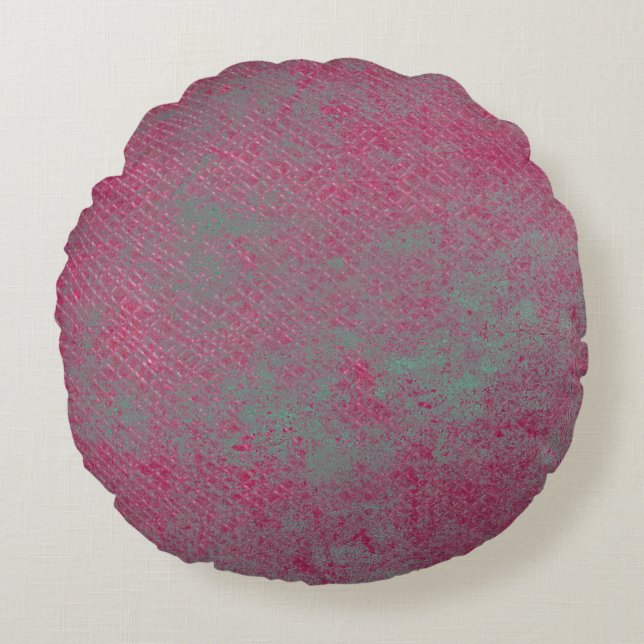 Abstract grunge texture leather round cushion (Front)