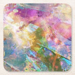 Abstract grunge texture with watercolor paint 3 square paper coaster