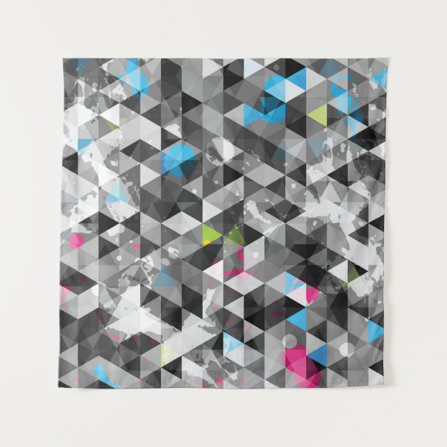 Abstract grunge triangles: seamless pattern. tapestry (Front)