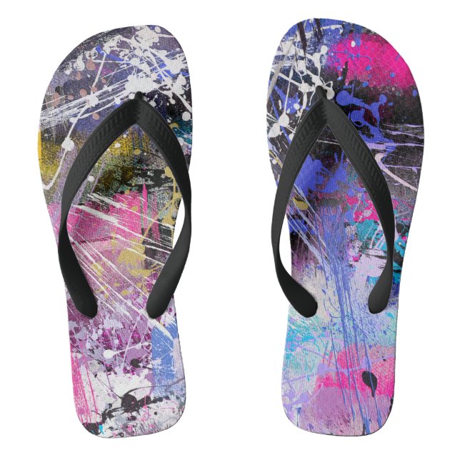 Abstract Grungy Colourful Paint Jandals (Footbed)