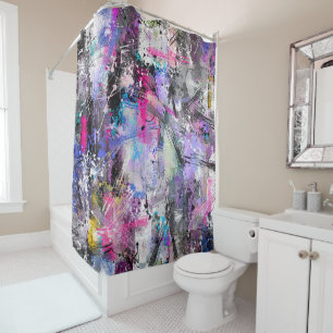 Abstract Grungy Colourful Paint Shower Curtain