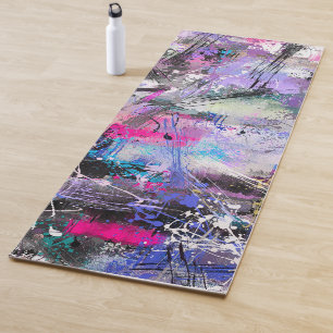 Abstract Grungy Colourful Paint Yoga Mat