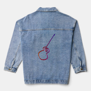 Abstract Guitar - Minimalist Line Art Denim Jacket