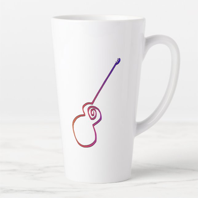 Abstract Guitar - Minimalist Line Art Latte Mug (Right)