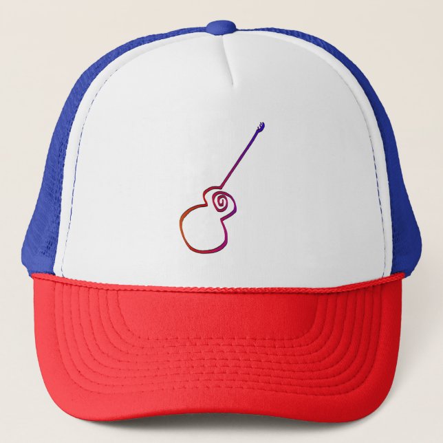 Abstract Guitar - Minimalist Line Art Trucker Hat (Front)