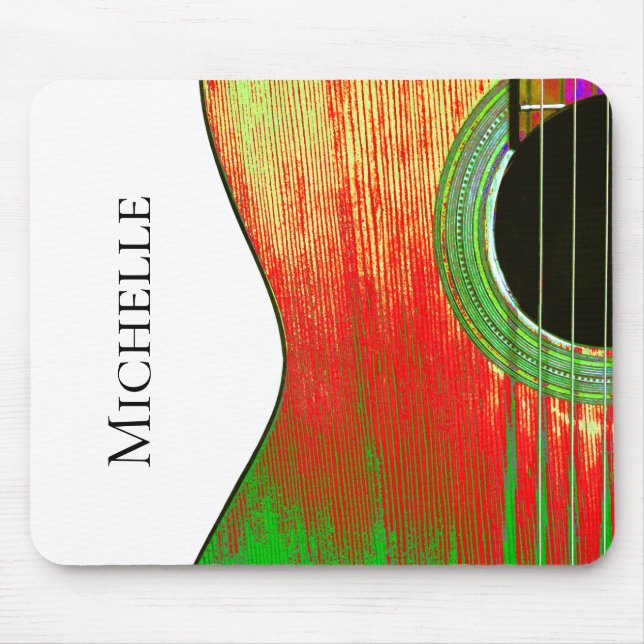 Abstract Guitar Red and Yellow Mouse Pad (Front)