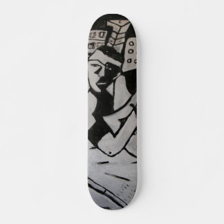 ABSTRACT GUITARIST BLACK WHITE SKATEBOARD