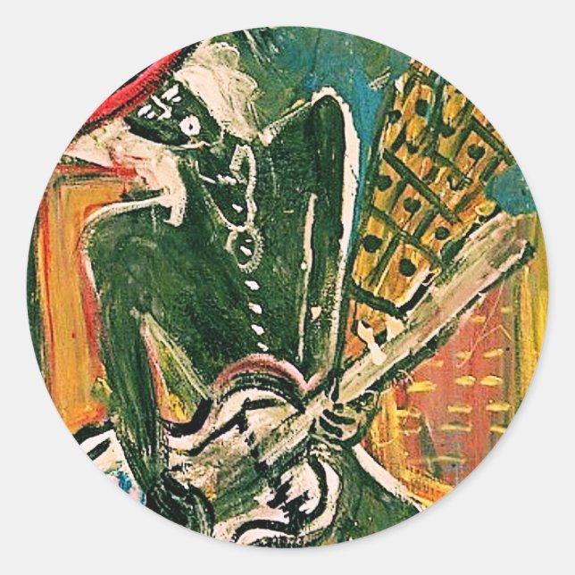 ABSTRACT GUITARIST V CLASSIC ROUND STICKER (Front)