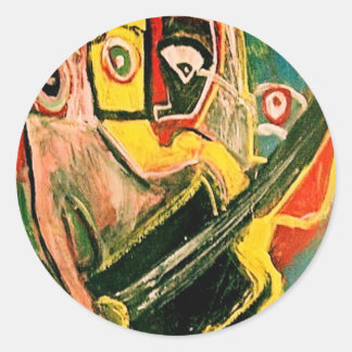 ABSTRACT GUITARIST VI CLASSIC ROUND STICKER