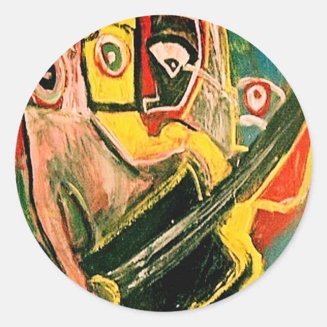 ABSTRACT GUITARIST VI CLASSIC ROUND STICKER (Front)