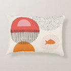 Abstract half circle Dots fish Pillow 16" x 12" 
