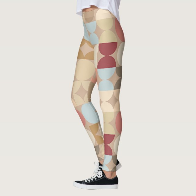 Abstract Half Circles Mod Op Fusion Art Pattern Leggings (Left)