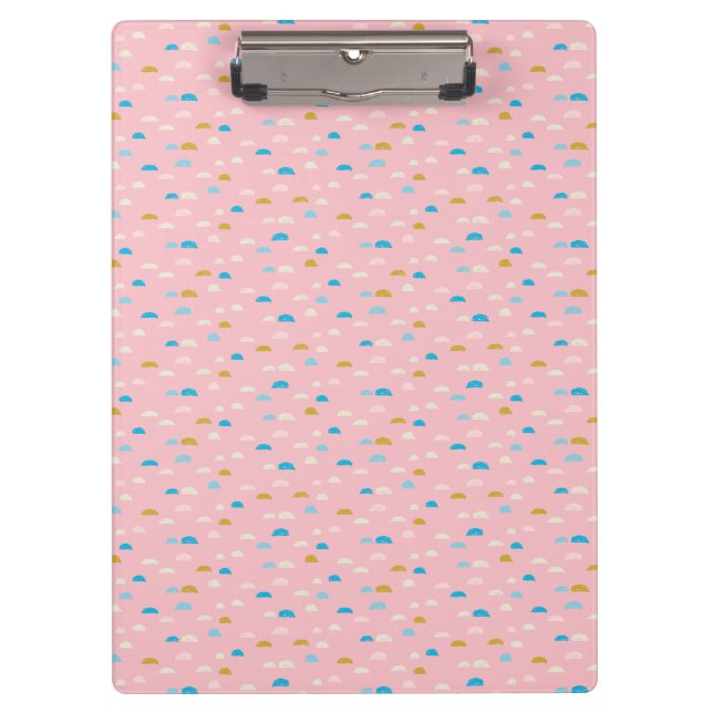 Abstract Half Moon Pink Patterned Clipboard (Front)
