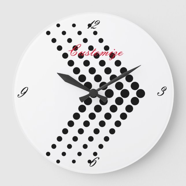Abstract Half-tone Circle Zigzag Chevron Large Clock (Front)