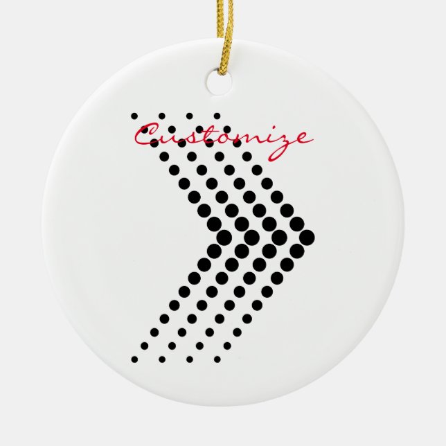 Abstract Half-tone Pulsating Circle Zigzag Chevron Ceramic Tree Decoration (Front)