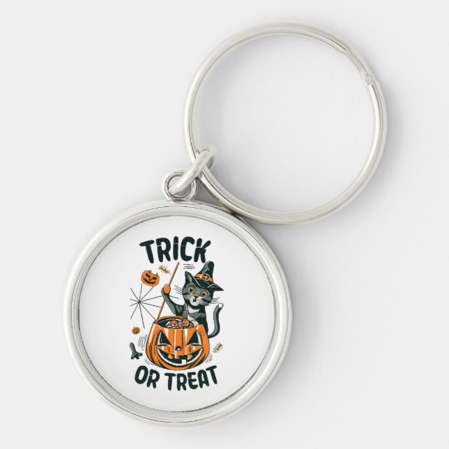 Abstract Halloween Cat Key Ring (Front)
