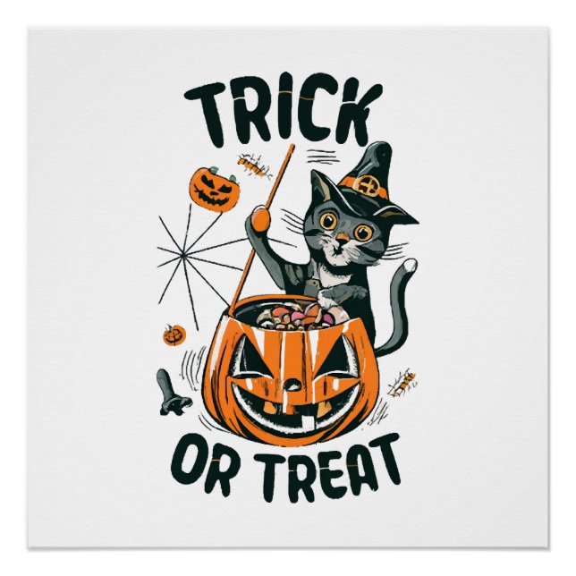 Abstract Halloween Cat Poster (Front)