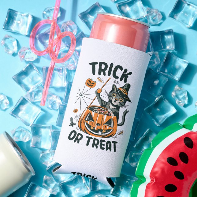 Abstract Halloween Cat Seltzer Can Cooler (In Situ Summer)
