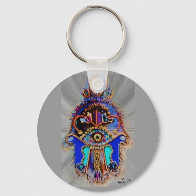 ABSTRACT HAMSA BY LIZ LOZ KEY RING (Front)