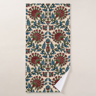 abstract hand block ajrakh print background design bath towel