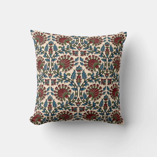 abstract hand block ajrakh print background design cushion (Front)
