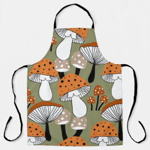 Abstract Hand Drawing Colourful Mushrooms Repeatin Apron