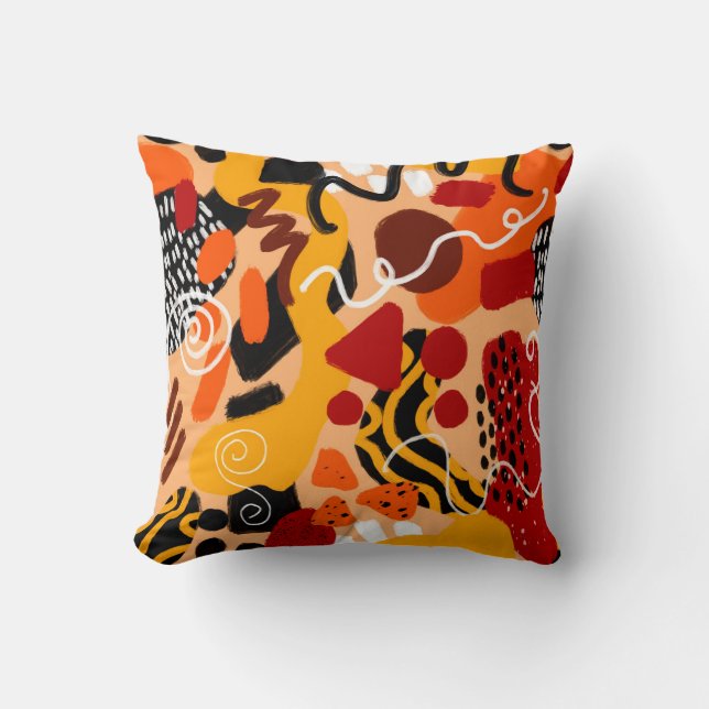Abstract Hand Drawing Geometric Shapes Brush Strok Cushion (Front)