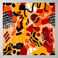 Abstract Hand Drawing Geometric Shapes Brush Strok
