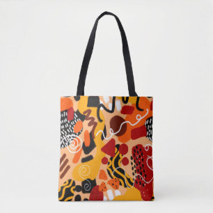 Abstract Hand Drawing Geometric Shapes Brush Strok Tote Bag