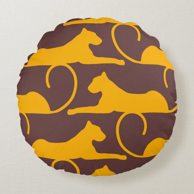 Abstract Hand Drawing Leopard Cheetah Panther Cat  Round Cushion (Front)