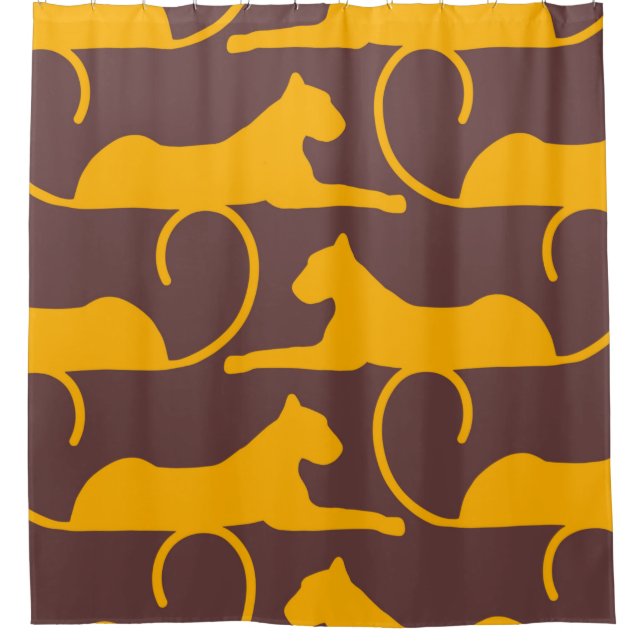 Abstract Hand Drawing Leopard Cheetah Panther Cat  Shower Curtain (Front)