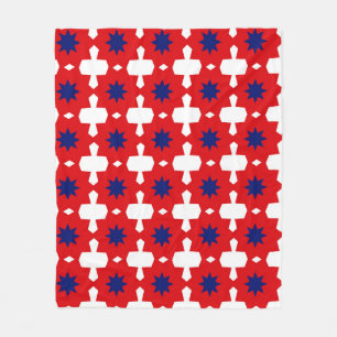Abstract Hand Drawing Retro 70s Geometric Tile Cer Fleece Blanket