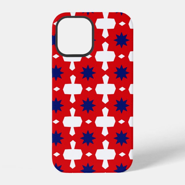 Abstract Hand Drawing Retro 70s Geometric Tile Cer iPhone Case (Back)