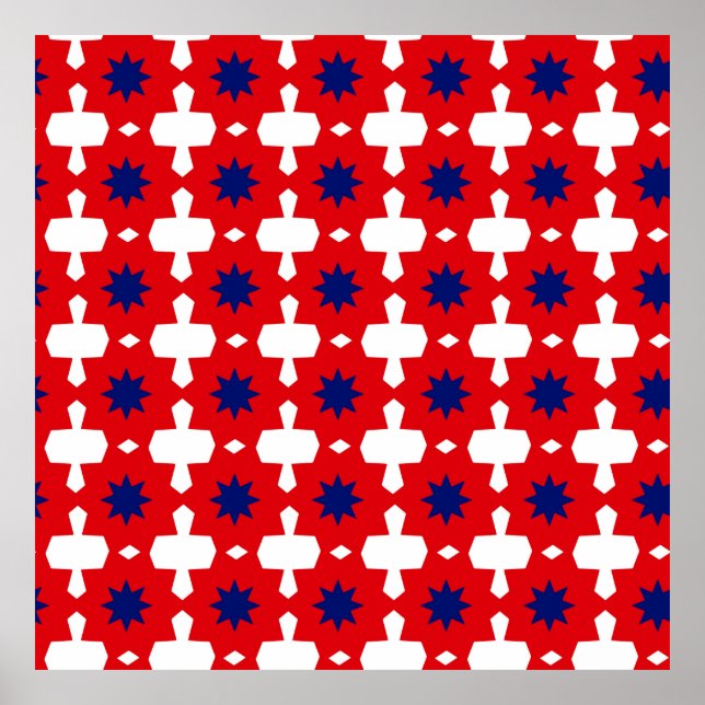 Abstract Hand Drawing Retro 70s Geometric Tile Cer Poster (Front)