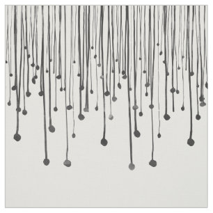 Abstract hand drawn black white water drops fabric