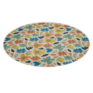 Abstract Hand-Drawn Boho Floral Pattern Cutting Board