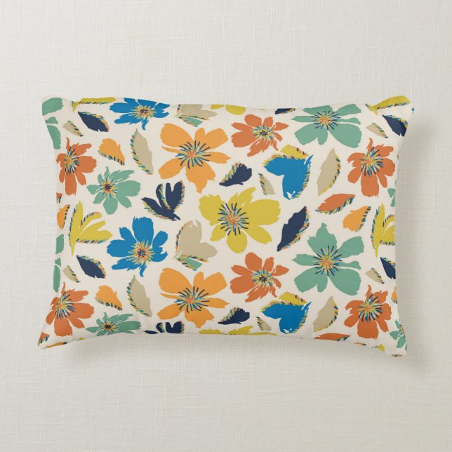 Abstract Hand-Drawn Boho Floral Pattern Decorative Cushion (Back)