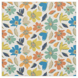 Abstract Hand-Drawn Boho Floral Pattern Fabric