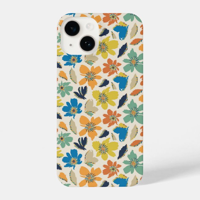 Abstract Hand-Drawn Boho Floral Pattern iPhone Case (Back)