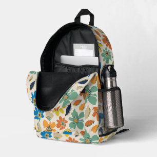 Abstract Hand-Drawn Boho Floral Pattern Printed Backpack